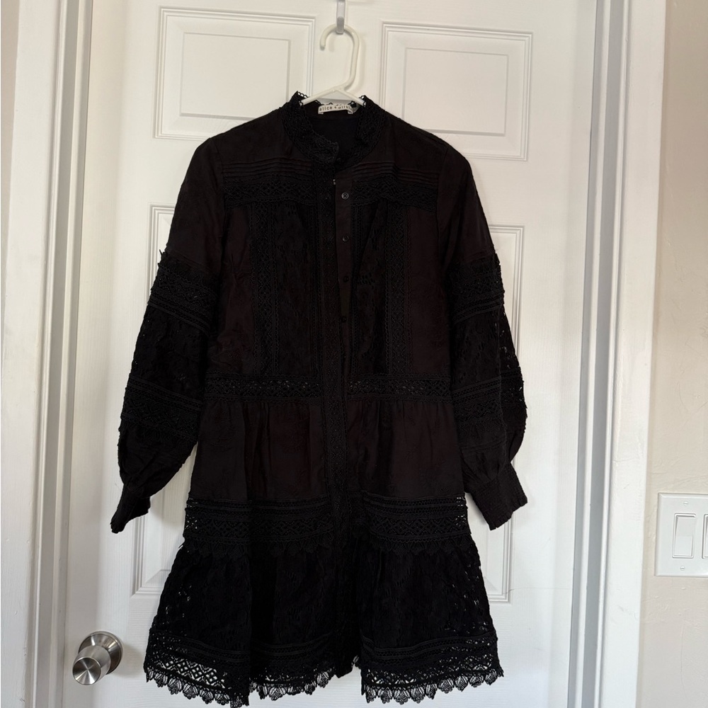 Alice + Olivia Black Long Sleeve Dress